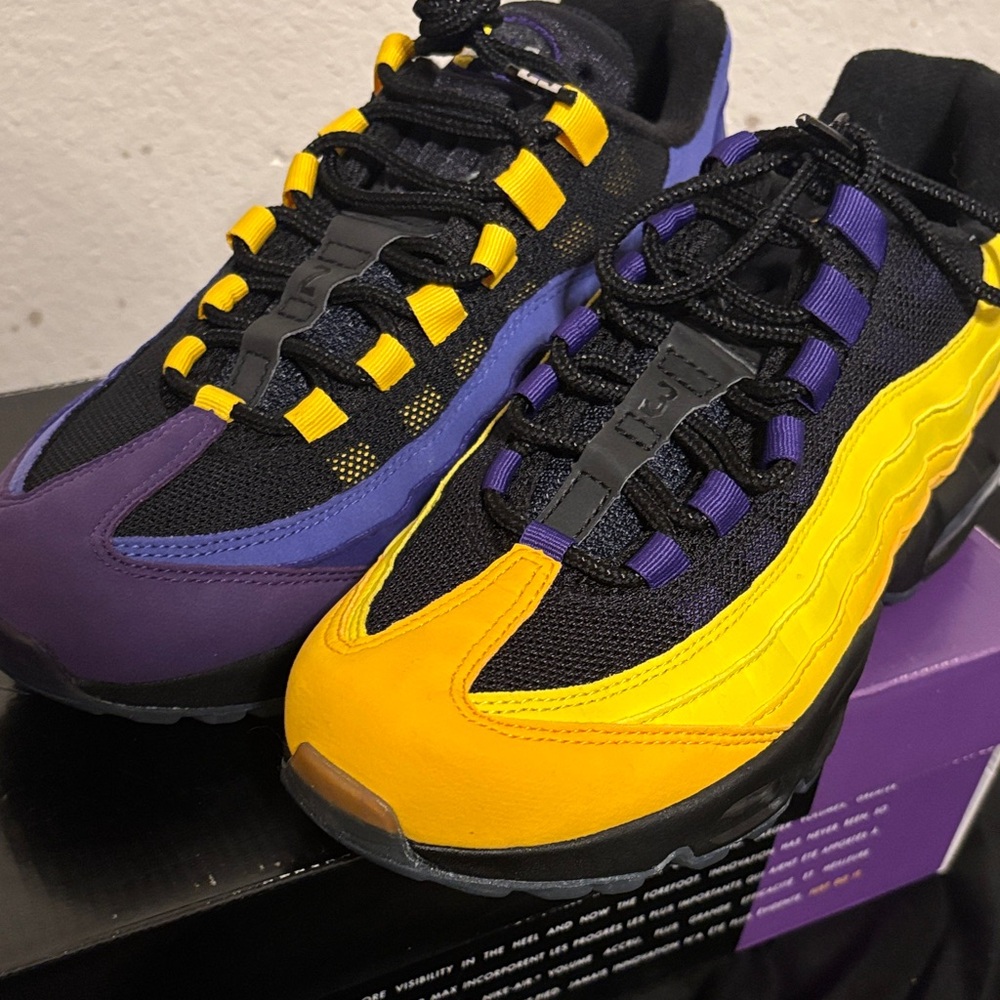 Bold Black, Yellow, and Purple LeBron Sneakers